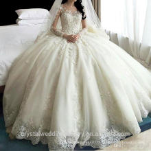 2016 Princesse de luxe vestidos de noiva robe de mariage Long train Crystal plus taille robe de mariée Robes de mariée CWF2394